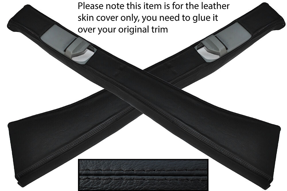 BLACK STITCH 2X B PILLAR LEATHER SKIN COVERS FITS MERCEDES W201 190 190E