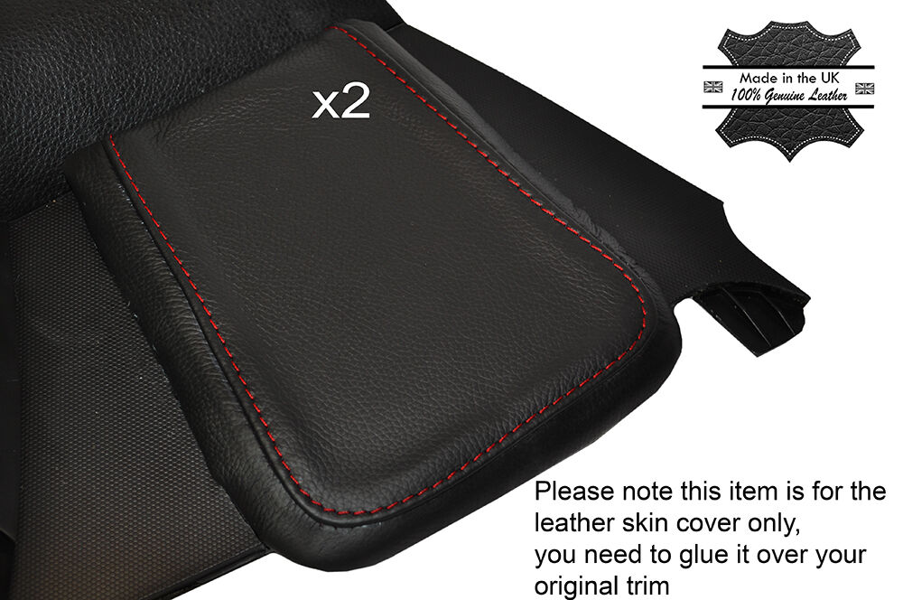 RED STITCH 2X LEATHER SKIN KNEE PADS SKIN COVERS FITS NISSAN 350Z 2006-2009