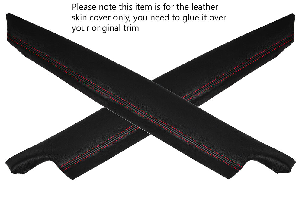 RED STITCH 2X DOOR ARMREST LEATHER COVERS FITS TOYOTA GT86 SUBARU BRZ 12-15