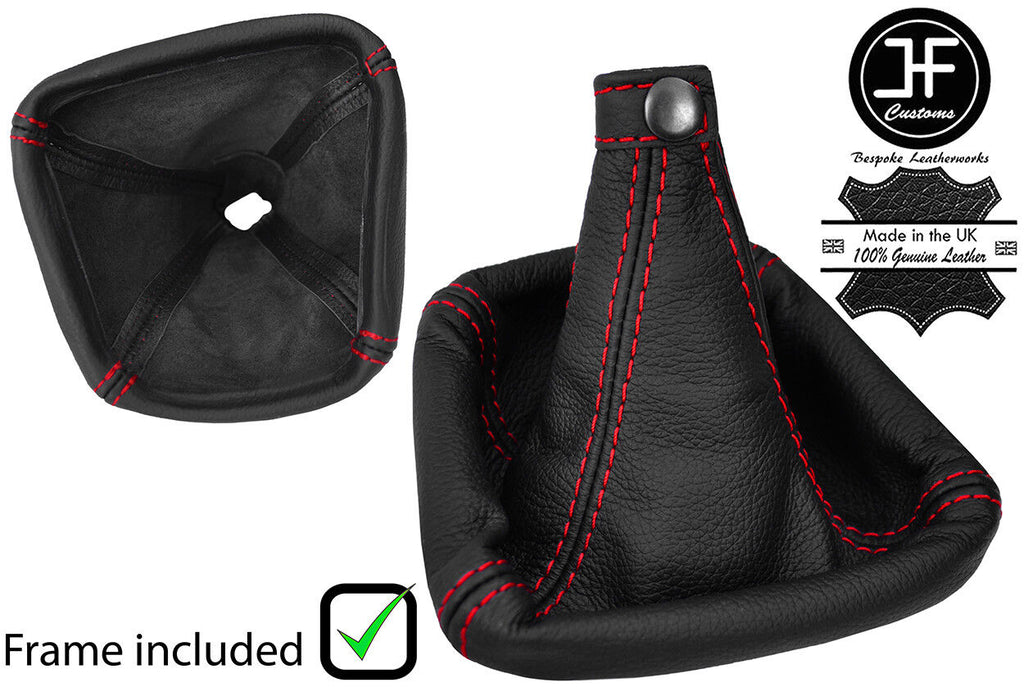 RED STITCH LEATHER GEAR GAITER WITH PLASTIC FRAME FITS ALFA ROMEO 156 03-06