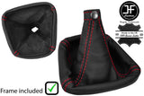RED STITCH LEATHER GEAR GAITER WITH PLASTIC FRAME FITS ALFA ROMEO 156 03-06