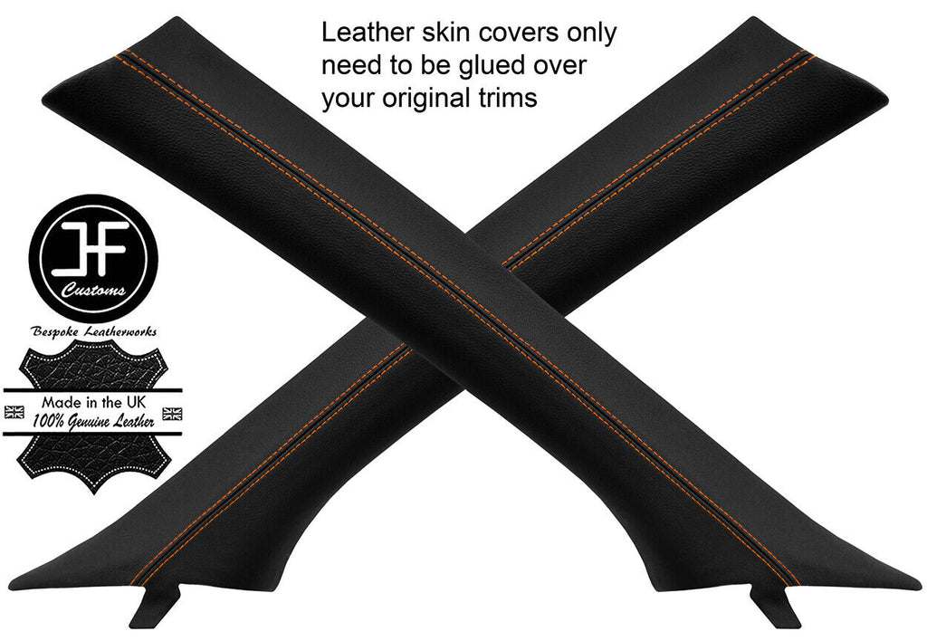 ORANGESTITCH 2X A POST PILLAR LEATHER COVERS FITS BMW 5 SERIES E39 1995-2003