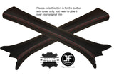 RED STITCH 2X A POST PILLAR LEATHER COVERS FITS MERCEDES C CLASS W204 07-14