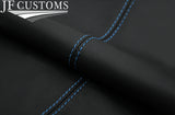 L BLUE STITCH LEATHER GAITERS+PLASTIC FRAME FOR MINI CLASSIC ROVER AUSTIN MORRIS