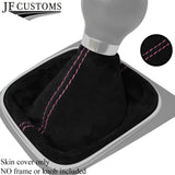 PINK STITCH REAL SUEDE MANUAL GEAR GAITER FOR VW GOLF MK5 V 03-09 CUSTOM NEW
