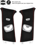 RED STITCH 2X UPPER B PILLAR SUEDE COVERS FITS BMW 3 SERIES F30 F31 11-18