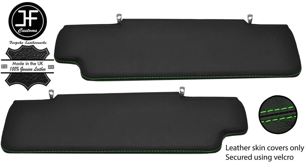 GREEN STITCHING FITS LAND ROVER DEFENDER 2X SUN VISORS LEATHER COVERS ONLY
