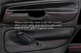 RED STITCHING 2X FRONT DOOR CARD SKIN COVERS FITS VW GOLF MK4 JETTA 98-05 5DR