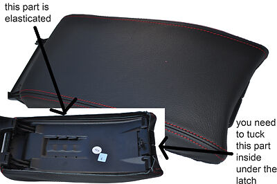 red stitch FITS MERCEDES CLK 96-02 BLACK LEATHER ARMREST COVER CUSTOM NEW