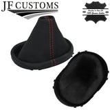 RED STITCH LEATHER GEAR GAITER + PLASTIC FRAME FITS FORD ESCAPE 2005-2007