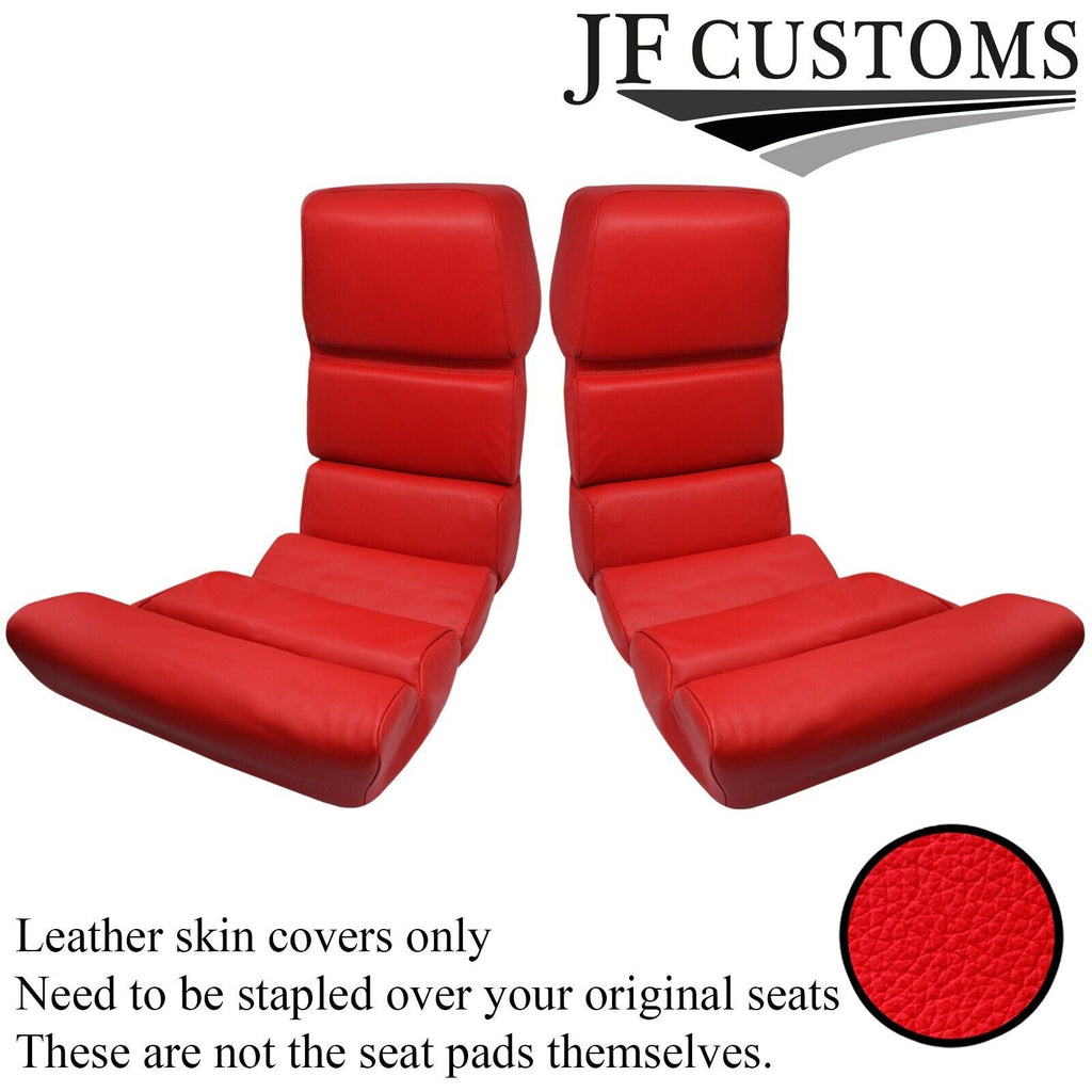 RED ITALIAN LEATHER 2X REAR SEAT INSERT COVERS FITS PORSCHE 928 77-95 CUSTOM NEW