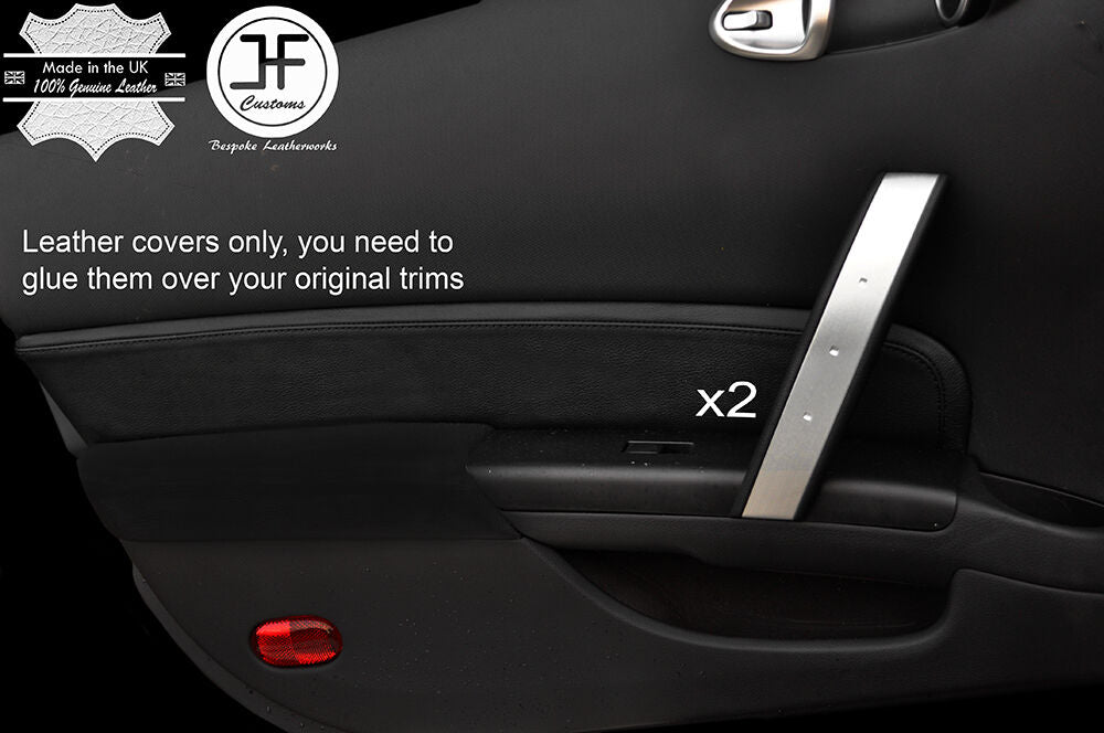 BLACK STITCH 2X DOOR CARD TRIM LEATHER COVERS FITS 350Z Z33 2007-2009 FACELIFT