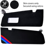 BLACK STITCH TRI STRIPE 2X SUN VISORS SUEDE COVERS FOR BMW F22 F23 13-19