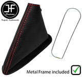 RED STITCH CARBON VINYL HANDBRAKE+METAL FRAME FOR NISSAN SKYLINE R34 98-2002