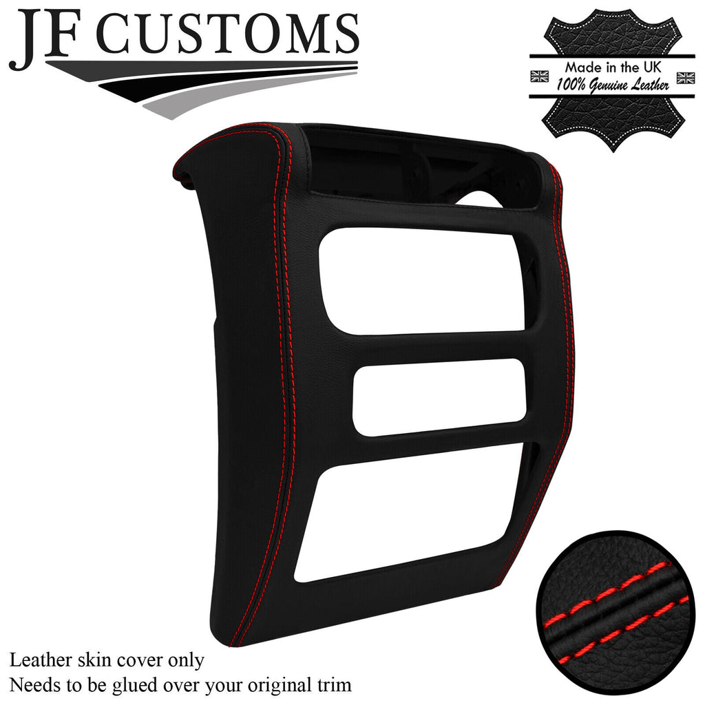 RED STITCH LEATHER CONSOLE RADIO SURROUND COVER FOR JEEP WRANGLER TJ 03-06