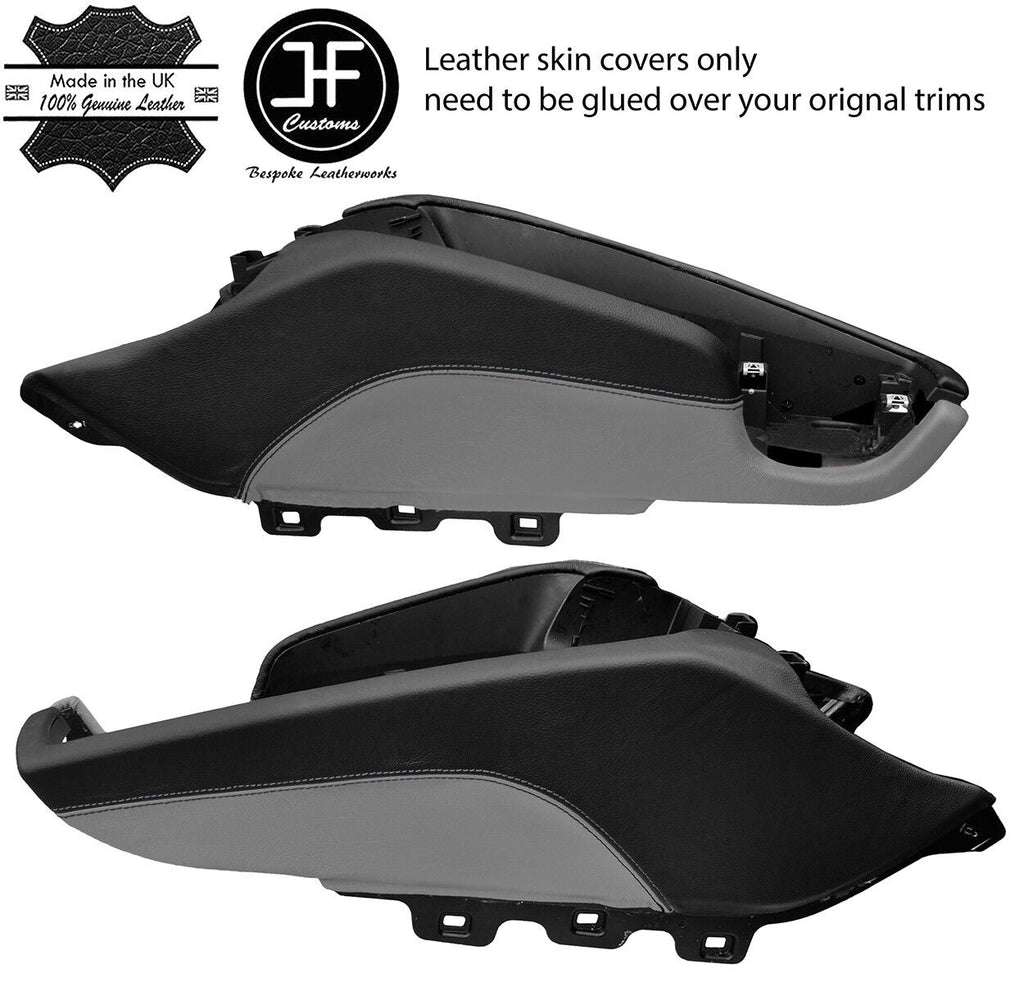 BLACK & GREY CENTER CONSOLE TRIM REAL LEATHER COVERS FITS AUDI TT MK2 06-14