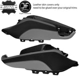 BLACK & GREY CENTER CONSOLE TRIM REAL LEATHER COVERS FITS AUDI TT MK2 06-14