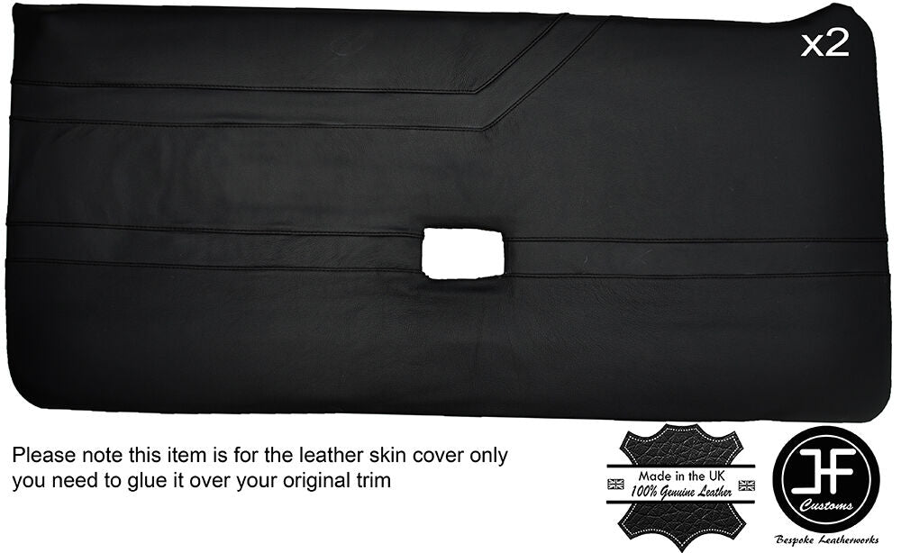 BLACK STITCH 2X FULL DOOR CARD LEATHER COVER FITS ALFA ROMEO ALFETTA GTV