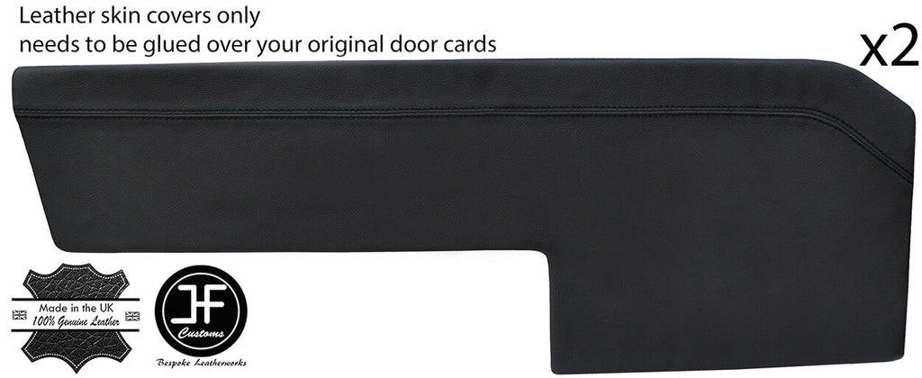 BLACK STITCH 2X FRONT DOOR CARD LEATHER COVERS FITS LANCIA DELTA 1979-1994
