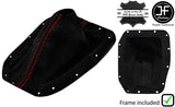 RED  STITCH SUEDE GEAR GAITER+PLASTIC FRAME BRACKET FITS NISSAN 300ZX 89-96