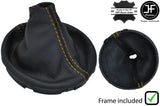 YELLOW STITCH LEATHER GEAR GAITER+PLASTIC FRAME FOR VW T5 TRANSPORTER CARAVELLE