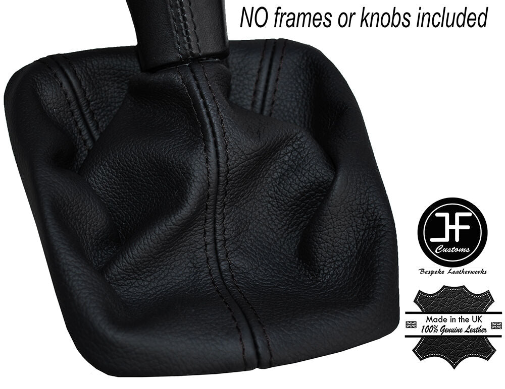 BLACK STITCHING MANUAL LEATHER GEAR GAITER FITS SKODA OCTAVIA MK2 2009-2013