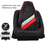 RED STITCH SPORT STRIPE TOP GRAIN LEATHER GEAR GAITER FOR AUDI 80 90 B3 84-90