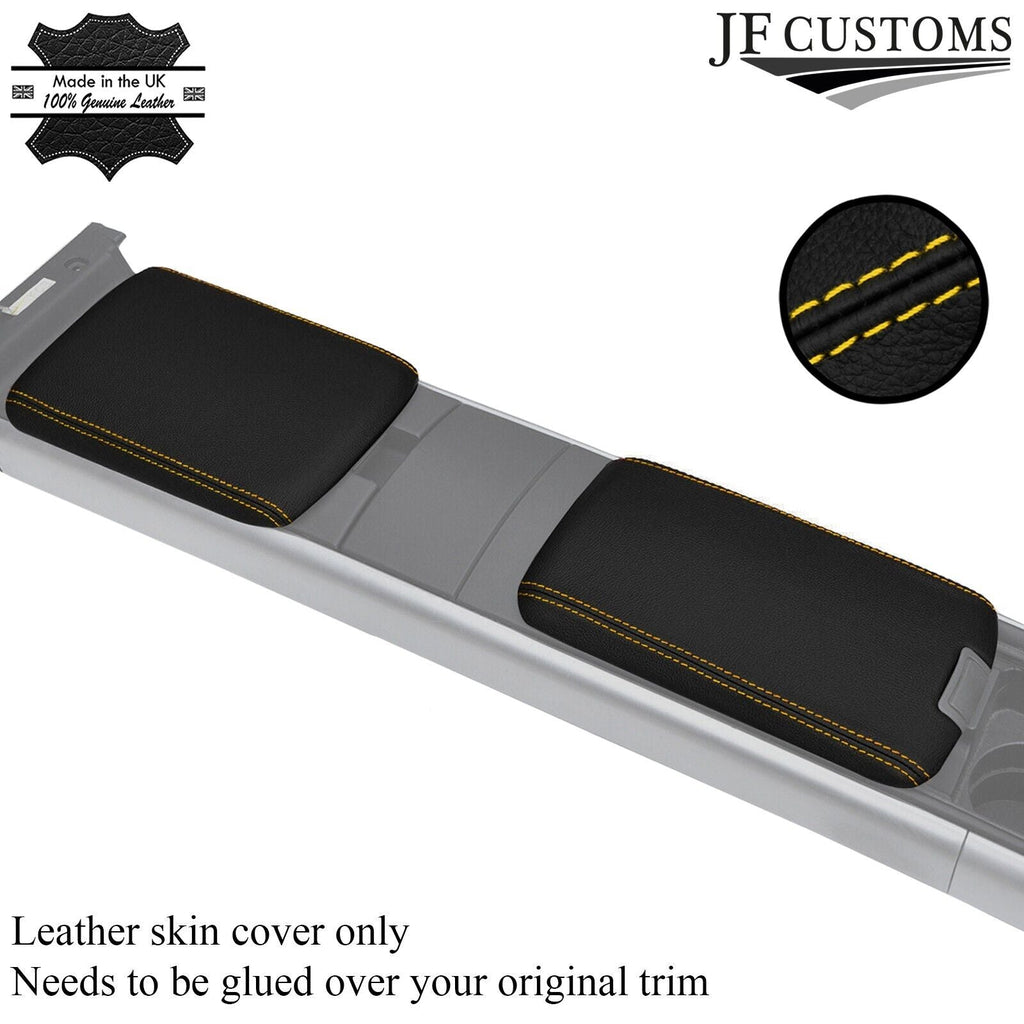 YELLOW STITCHING REAL LEATHER 2X ARMREST COVERS FITS MAZDA RX8 2003-2012