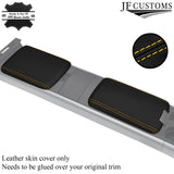 YELLOW STITCHING REAL LEATHER 2X ARMREST COVERS FITS MAZDA RX8 2003-2012