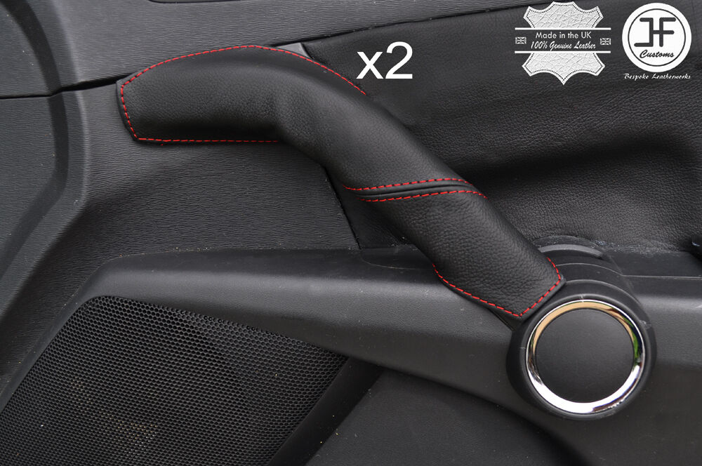 RED STICH 2X FRONT DOOR HANDLE LEATHER COVERS FITS TOYOTA SCION TC 2005-2010