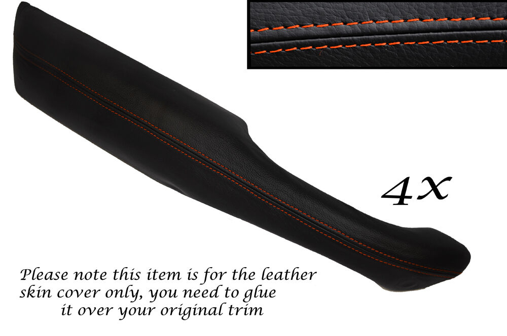 ORANGE STITCH 4X DOOR HANDLE ARMREST LEATHER COVERS FITS RANGE ROVER P38 94-02