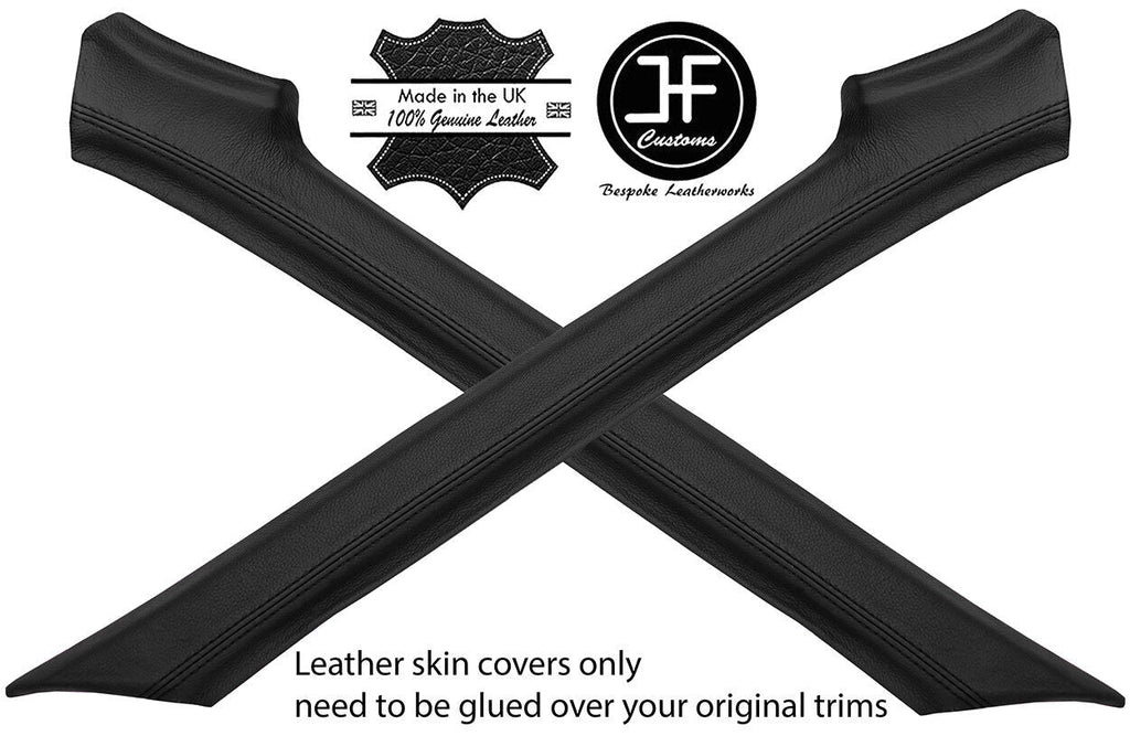 BLACK REAL LEATHER 2X A PILLAR COVERS FITS PORSCHE 924 944 1975-1991 STYLE 2