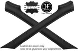 BLACK REAL LEATHER 2X A PILLAR COVERS FITS PORSCHE 924 944 1975-1991 STYLE 2