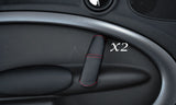 RED STITCH 2X FRONT DOOR HANDLE LEATHER COVERS FITS BMW MINI COUNTRYMAN R60