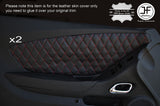 RED DIAMOND STITCH 2X FRONT DOOR CARD INSERT LEATHER COVERS FITS CAMARO 10-15