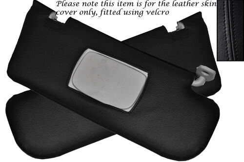 BLACK STITCHING FITS FIAT STILO 2001-2007 2X SUN VISORS LEATHER COVERS ONLY