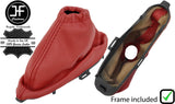 RED REAL LEATHER HANDBRAKE GAITER + PLASTIC FRAME FOR JAGUAR X-TYPE 01-09