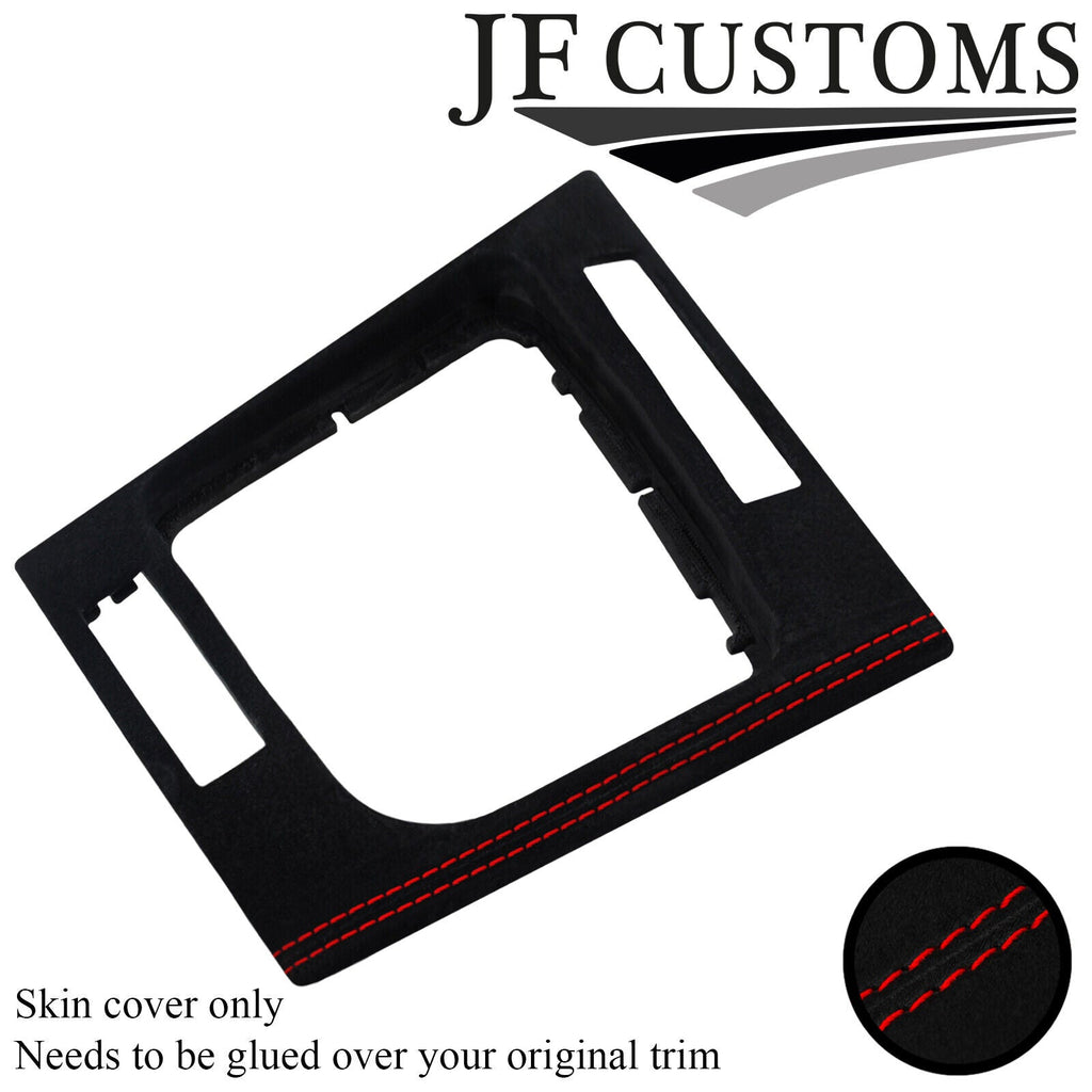 RED STITCH SUEDE GEAR SURROUND COVER FOR BMW E46 CONVERTIBLE SEDAN JF2
