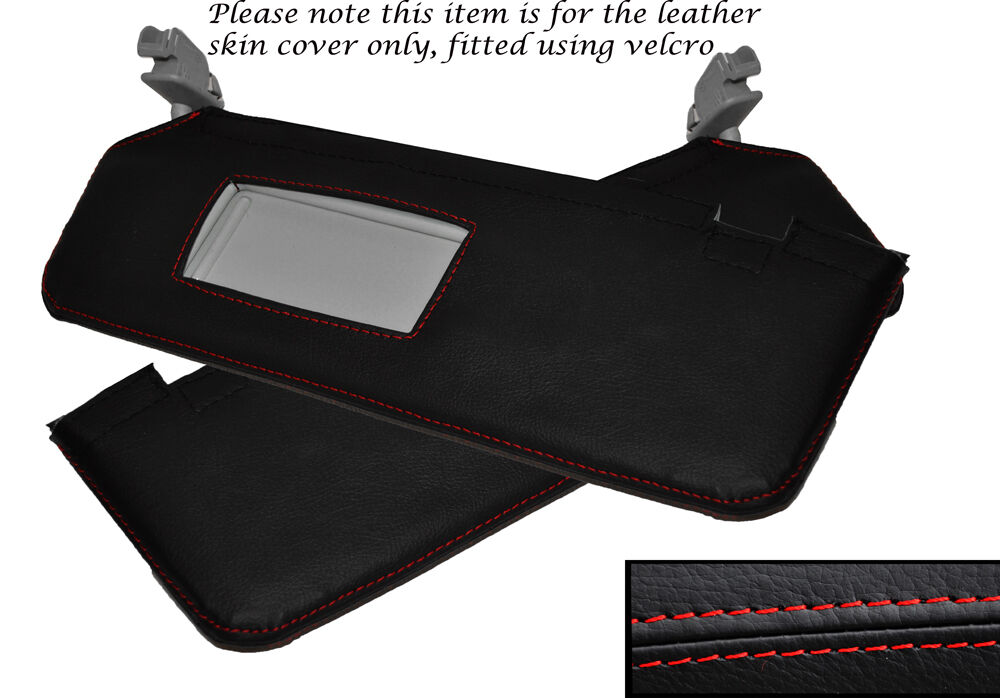 RED STITCHING  2X SUN VISORS LEATHER SKIN COVERS FITS AUDI A4 B8 2008-2014