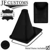 BLACK STITCH LEATHER GEAR GAITER+METAL FRAME FITS TOYOTA STARLET 73-99