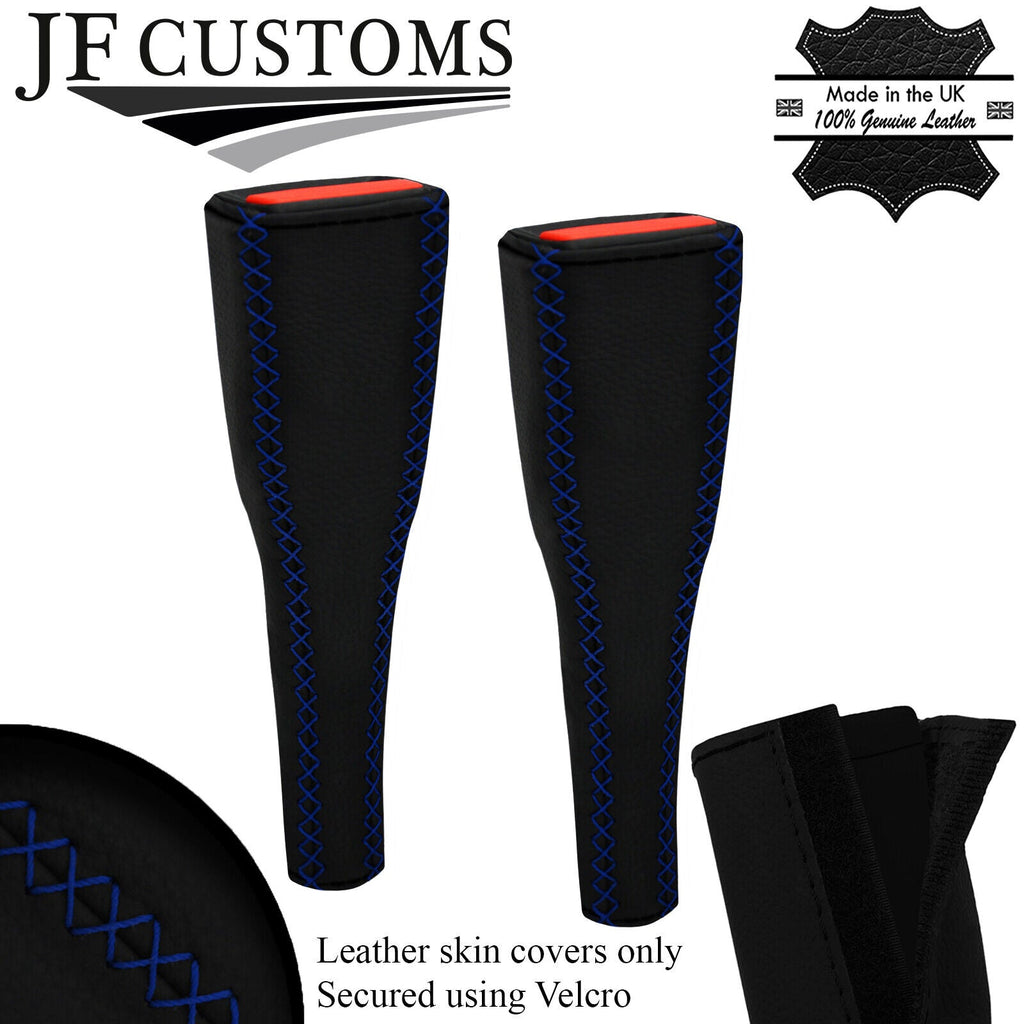 BLUE LUX-STITCH LEATHER 2X LONG SEAT BELT COVERS FITS MERCEDES SLK R171 04-11