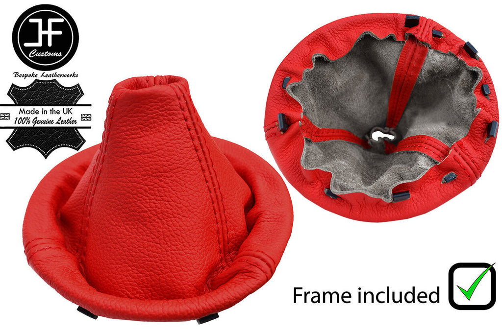 RED REAL LEATHER MANUAL GEAR GAITER WITH PLASTIC FRAME FOR FIAT 500 2007-2015