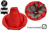 RED REAL LEATHER MANUAL GEAR GAITER WITH PLASTIC FRAME FOR FIAT 500 2007-2015