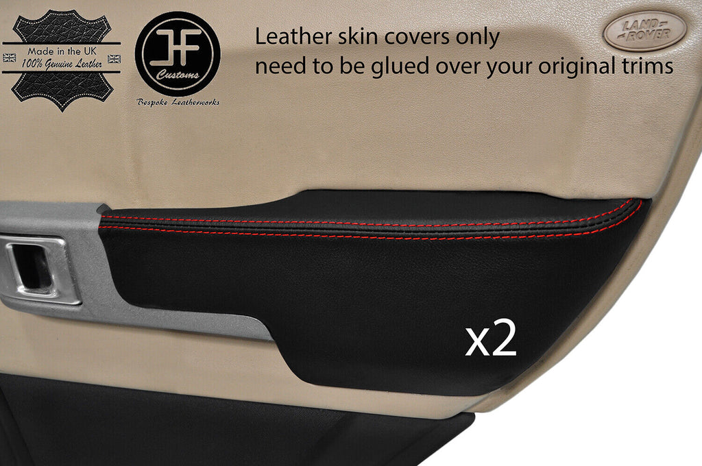 RED STITCH 2X REAR DOOR ARMREST LEATHER COVERS FITS RANGE ROVER VOGUE 02-06