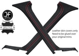 RED  STITCHING 2X A PILLAR REAL LEATHER COVERS FITS AUSTIN MORRIS A60 CUSTOM NEW