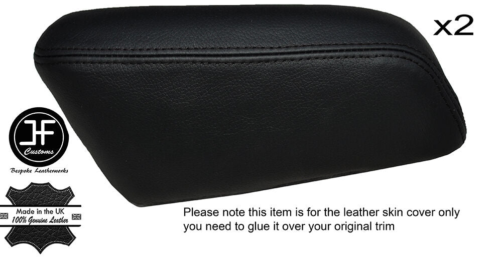 BLACK STITCH 2X REAR DOOR ARMREST LTHR COVERS FITS ROLLS ROYCE SILVER SHADOW II
