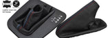 BLACK & TRI STITCH REAL LEATHER AUTOMATIC GAITER SET FITS BMW E46 99-05