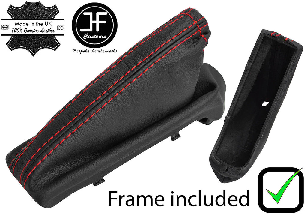 RED STITCH LEATHER HANDBRAKE + PLASTIC FRAME FOR VAUXHALL OPEL ADAM 12-18