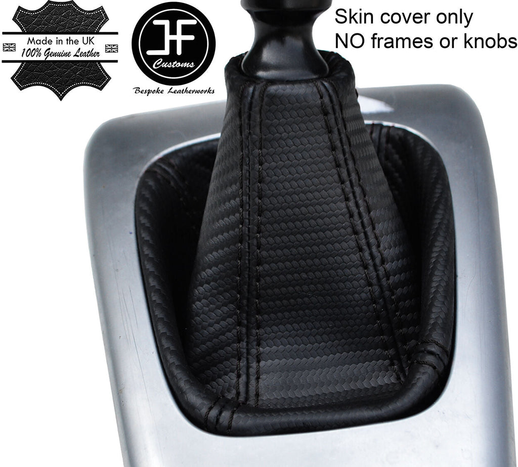 BLACK STITCH CARBON FIBER VINYL MANUAL GEAR GAITER FITS SAAB 93 9-3 2003-2012