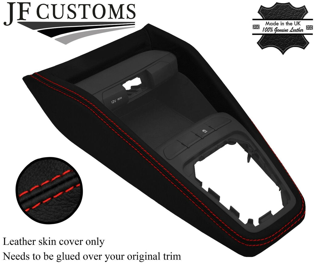 RED STITCH LEATHER CENTRE CONSOLE GEAR SURROUND TRIMN FITS KIA STONIC 17-21